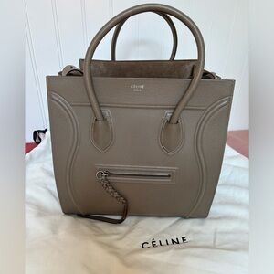 Celine Calfskin Medium Phantom Luggage Taupe